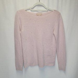 Benedetta B. Small Pullover Sweater Pink Gray Swiss Dot Wool Cashmere Blend